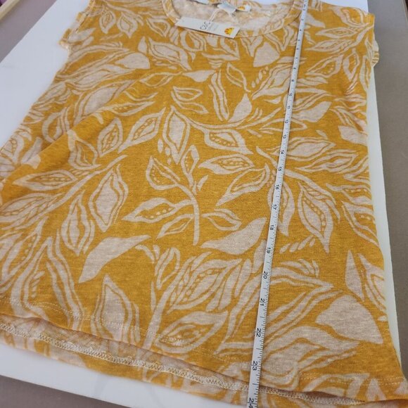 C&C California Linen T-Shirt Sz XS Yellow Leaf Print - Picture 6 of 6